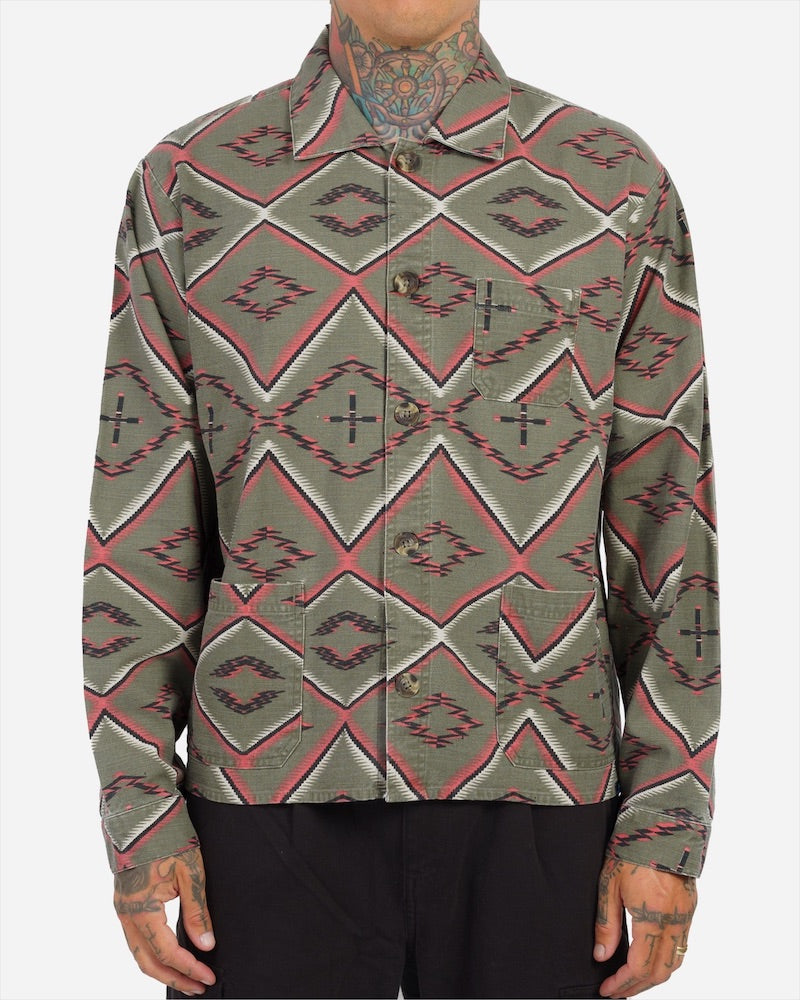 Serape Long Sleeve Woven Dusty Olive