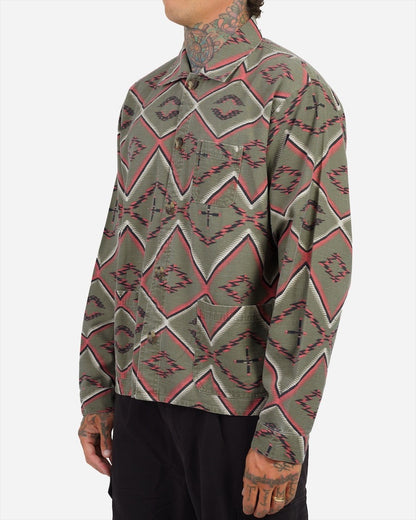 Serape Long Sleeve Woven Dusty Olive