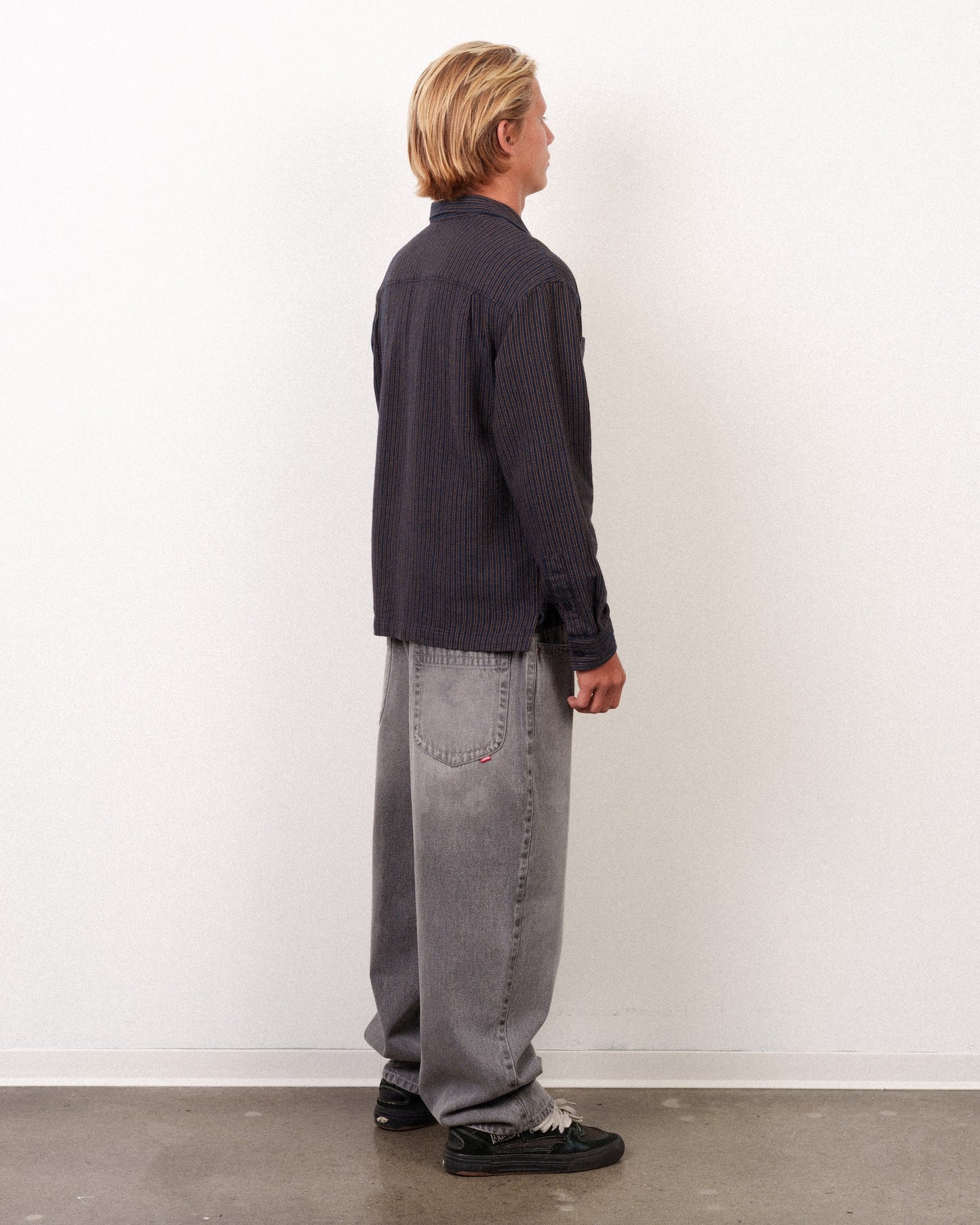 Crawler Long Sleeve Woven Indigo