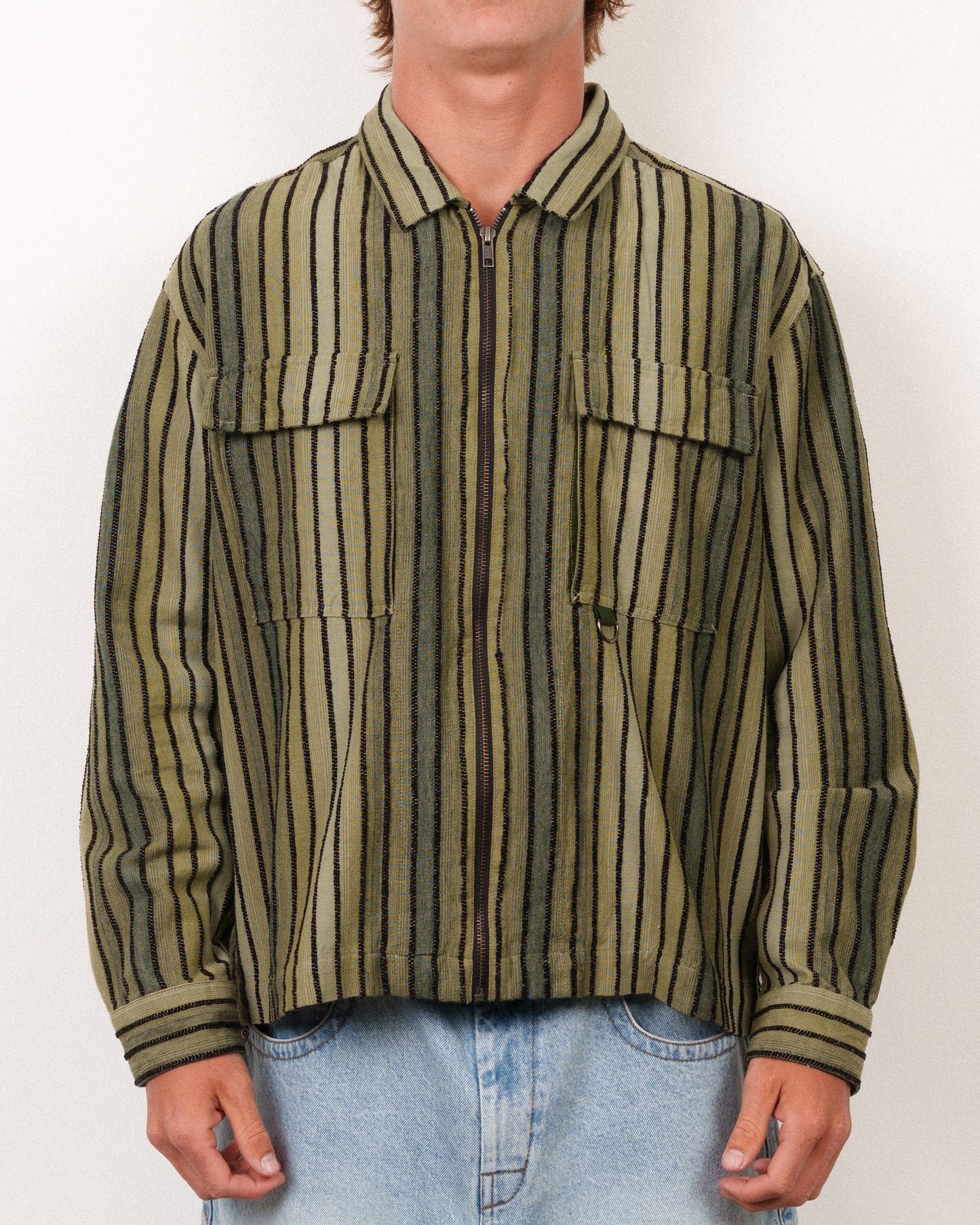 Heater Full Zip Long Sleeve Woven Olive