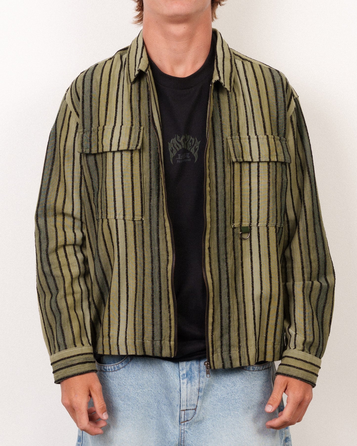 Heater Full Zip Long Sleeve Woven Olive