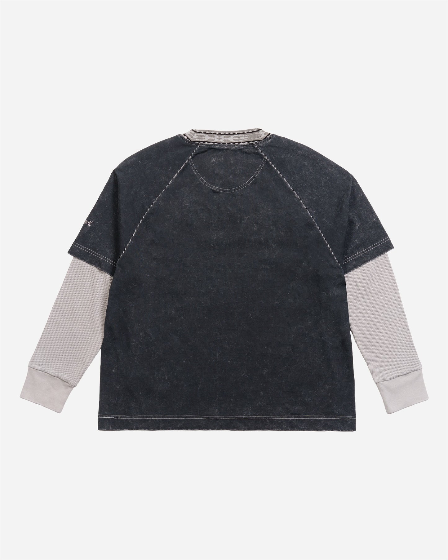 Buster Two-Fer Long Sleeve Knit Crew Black