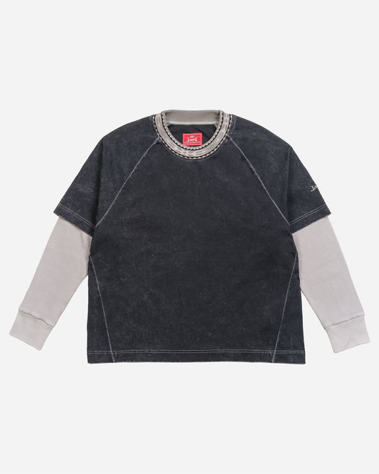 Buster Two-Fer Long Sleeve Knit Crew Black