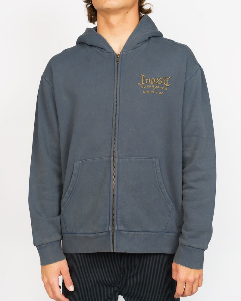Enigma Zip Heavy Hoodie Slate Blue