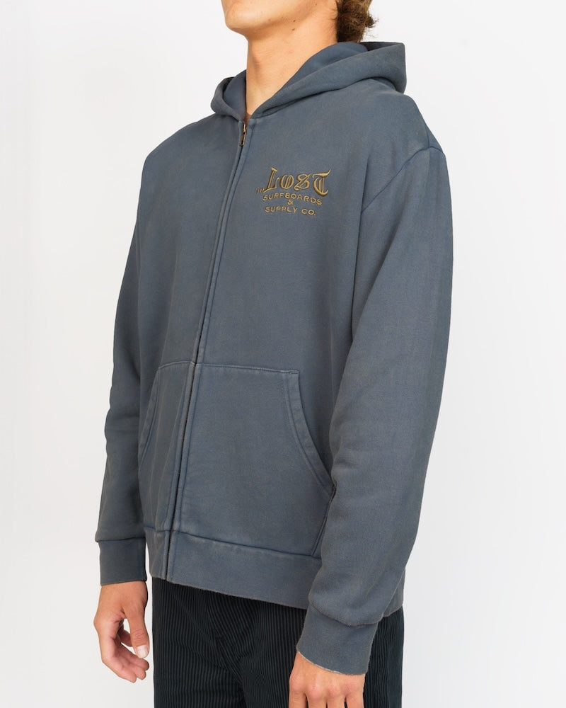 Enigma Zip Heavy Hoodie Slate Blue
