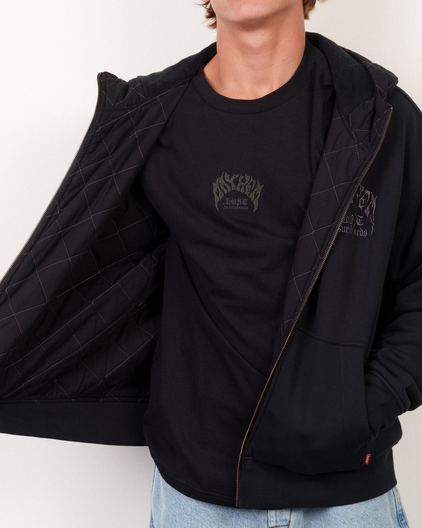 Mayhem Shacket Heavy Zip Hood Black