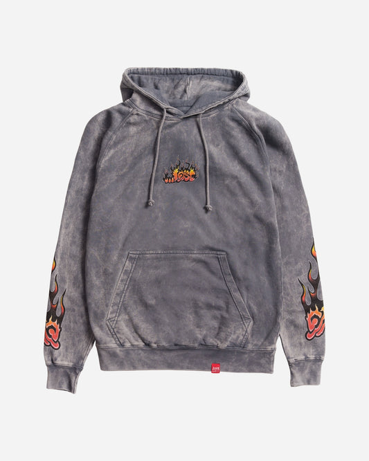 Flame Lam Hoodie Grey Mineral