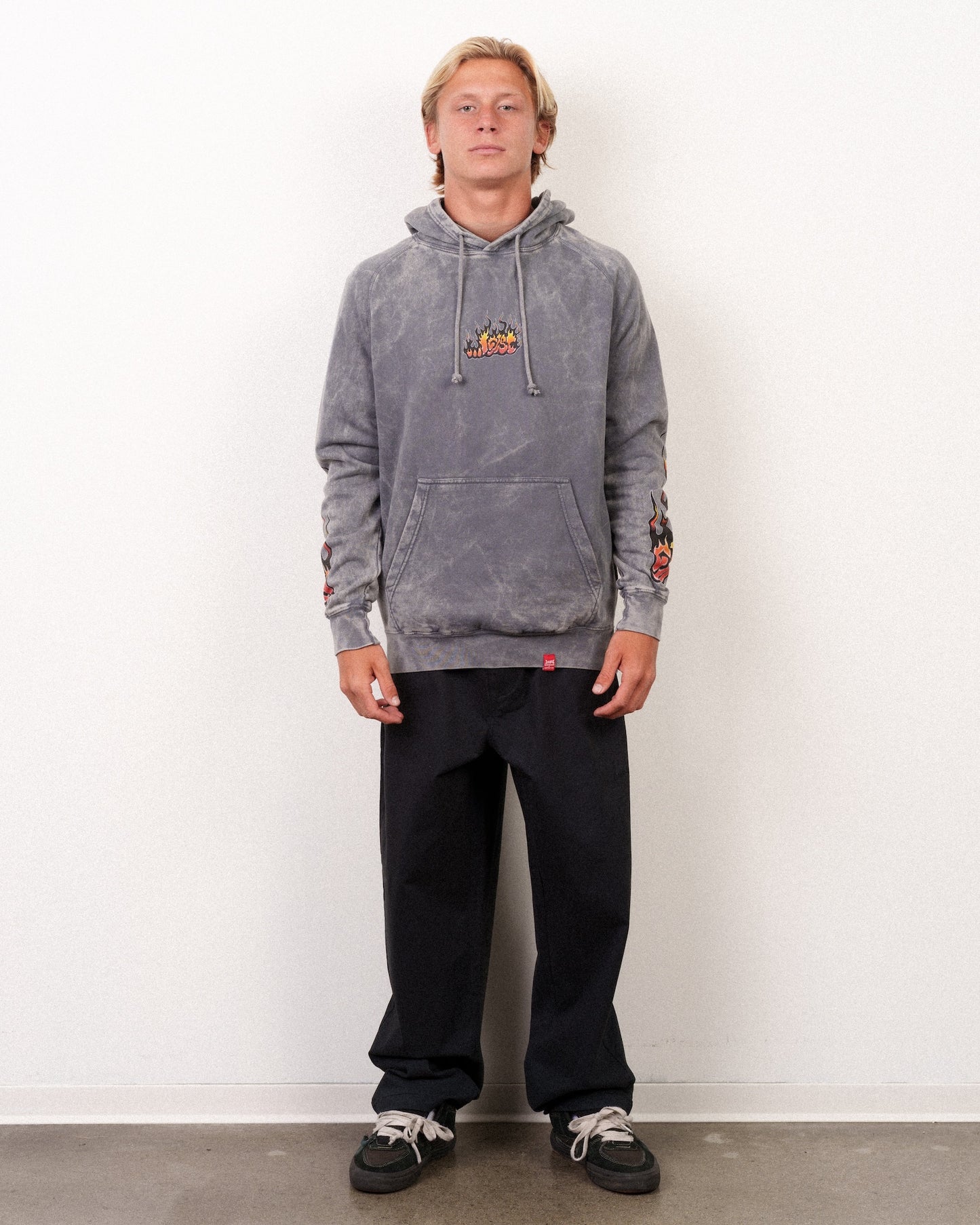 Flame Lam Hoodie Grey Mineral