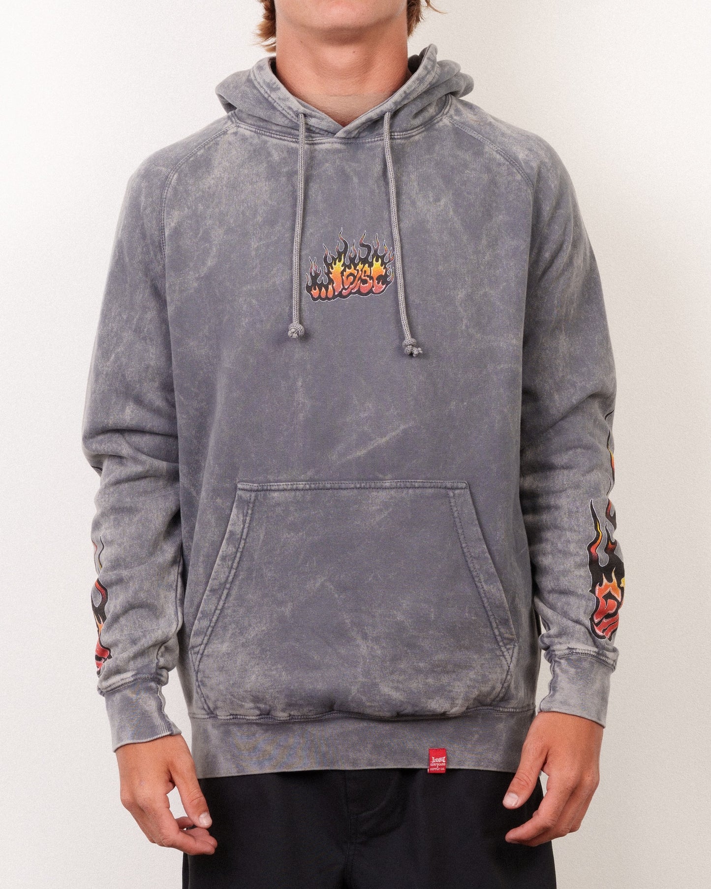 Flame Lam Hoodie Grey Mineral