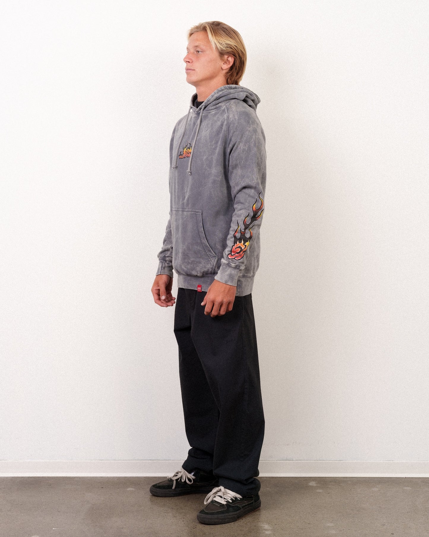 Flame Lam Hoodie Grey Mineral