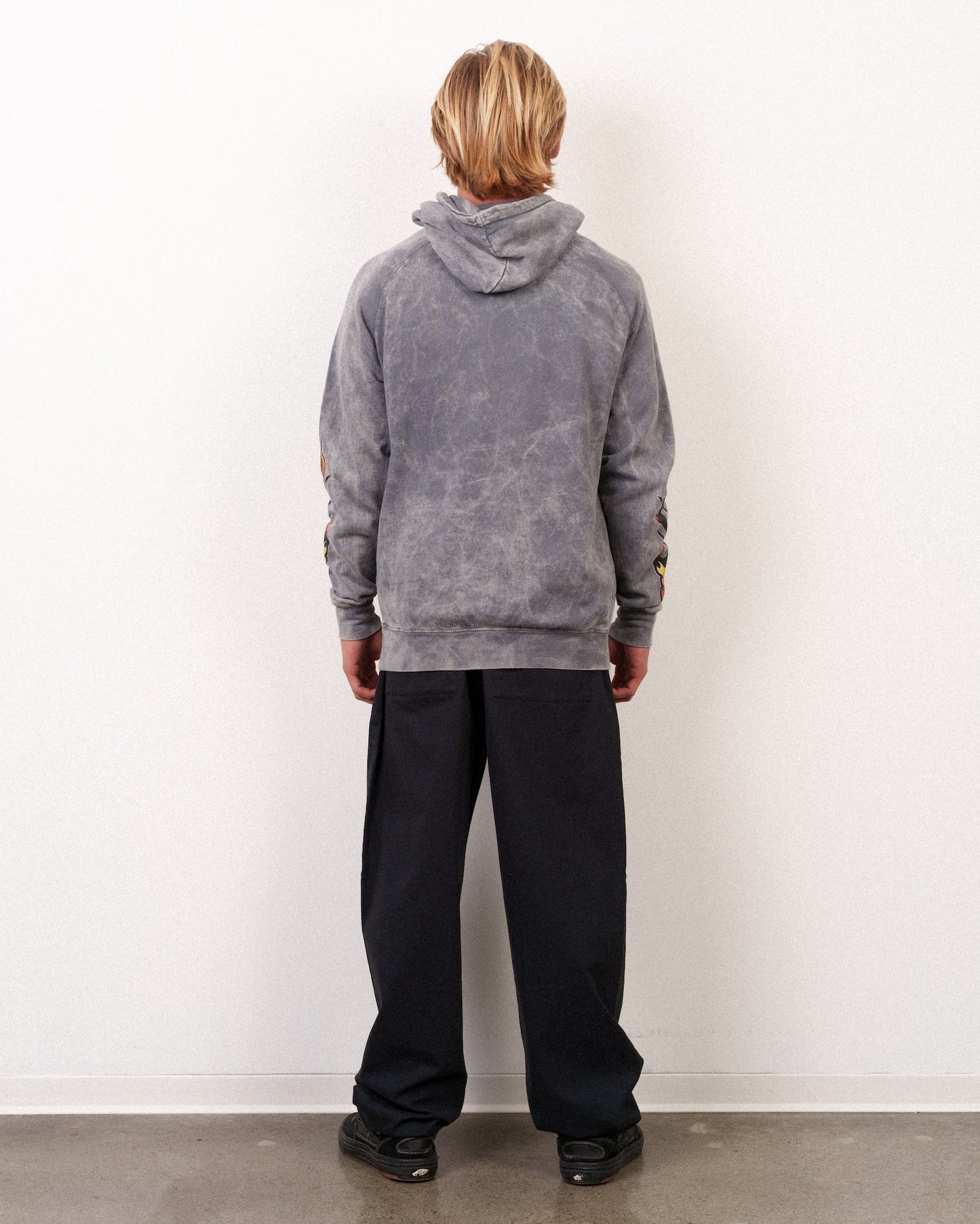 Flame Lam Hoodie Grey Mineral