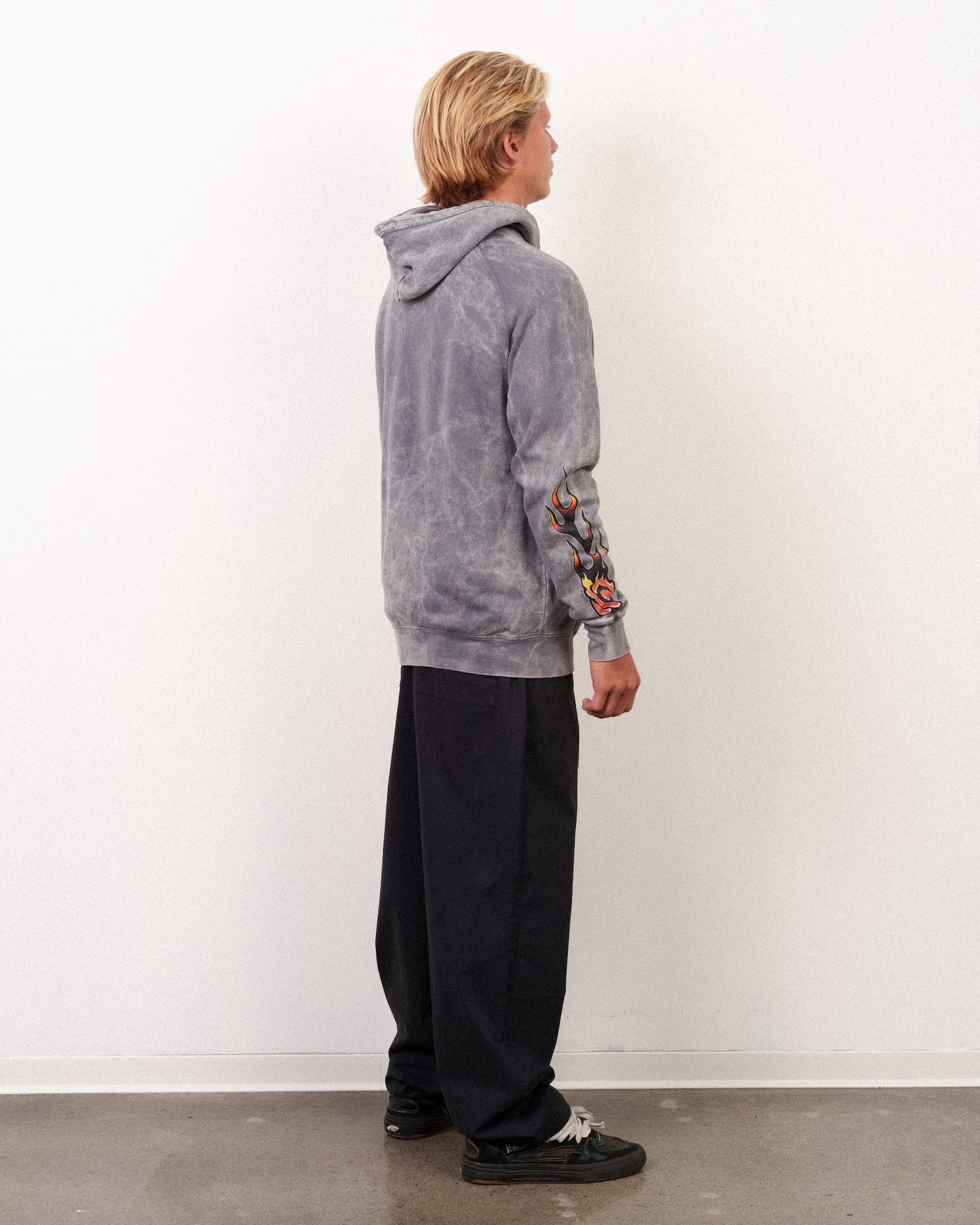 Flame Lam Hoodie Grey Mineral
