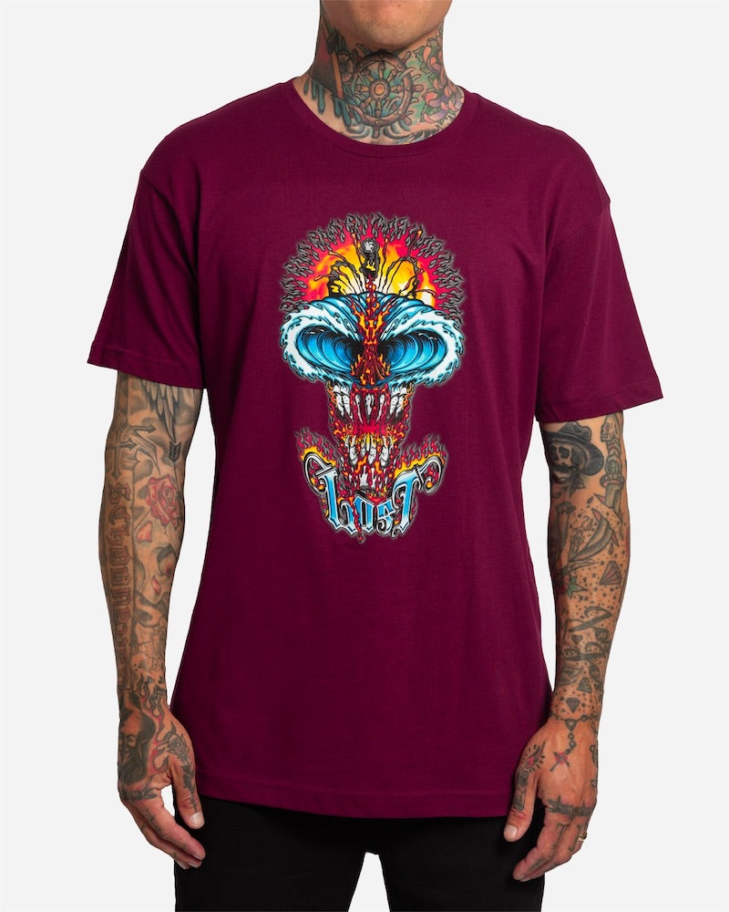 Wave Skull Tee Maroon