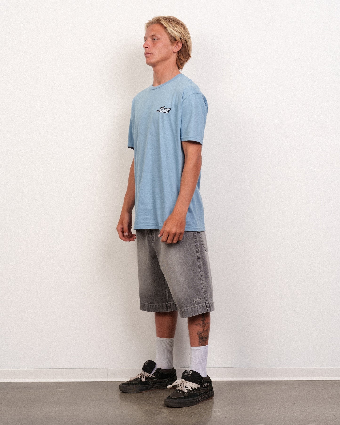 Linear Lam Tee Stone Blue