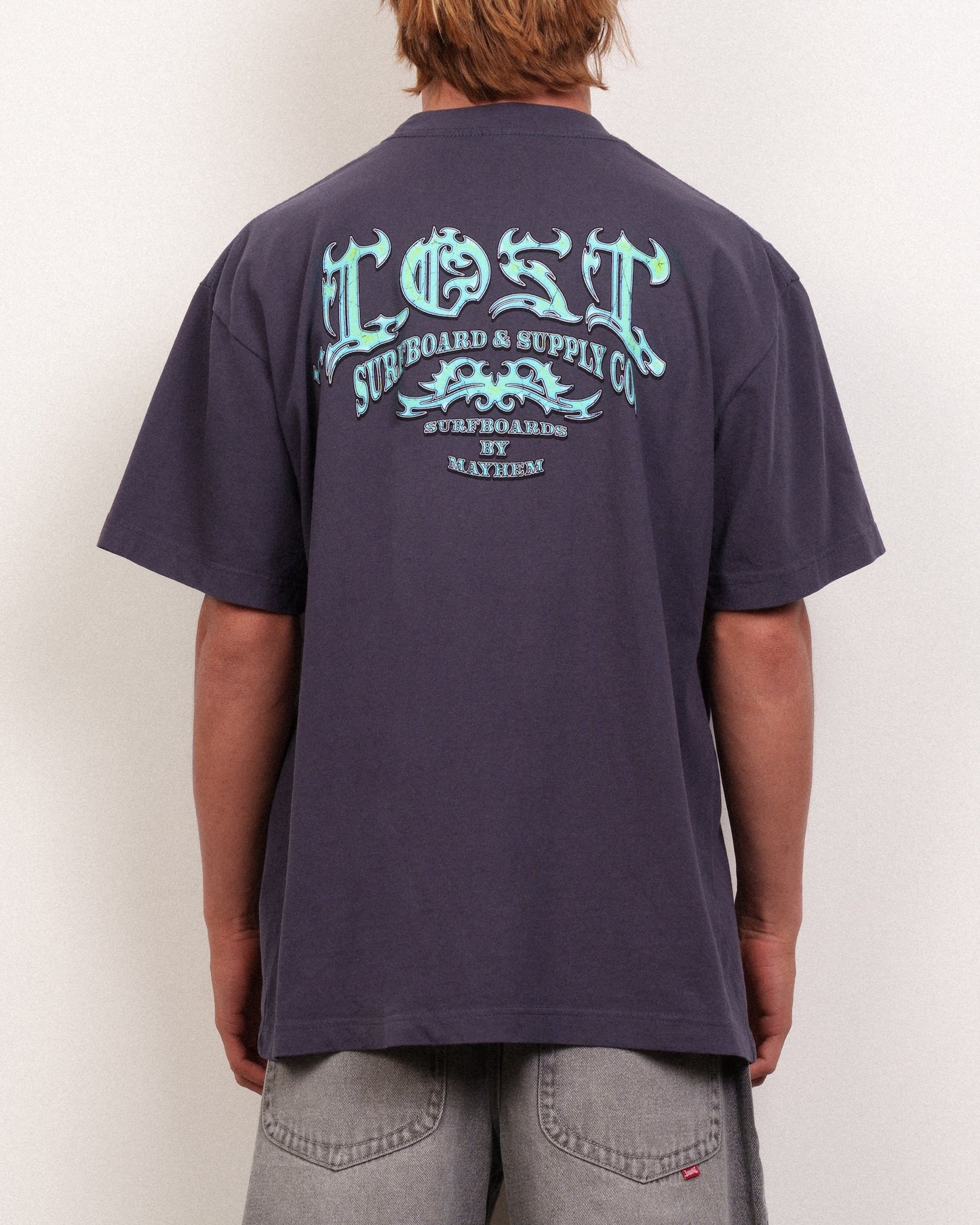 Arched Gnarly Logo Boxy Tee Navy
