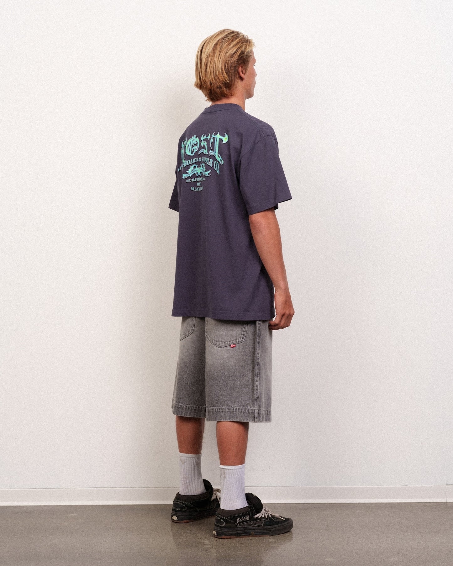 Arched Gnarly Logo Boxy Tee Navy