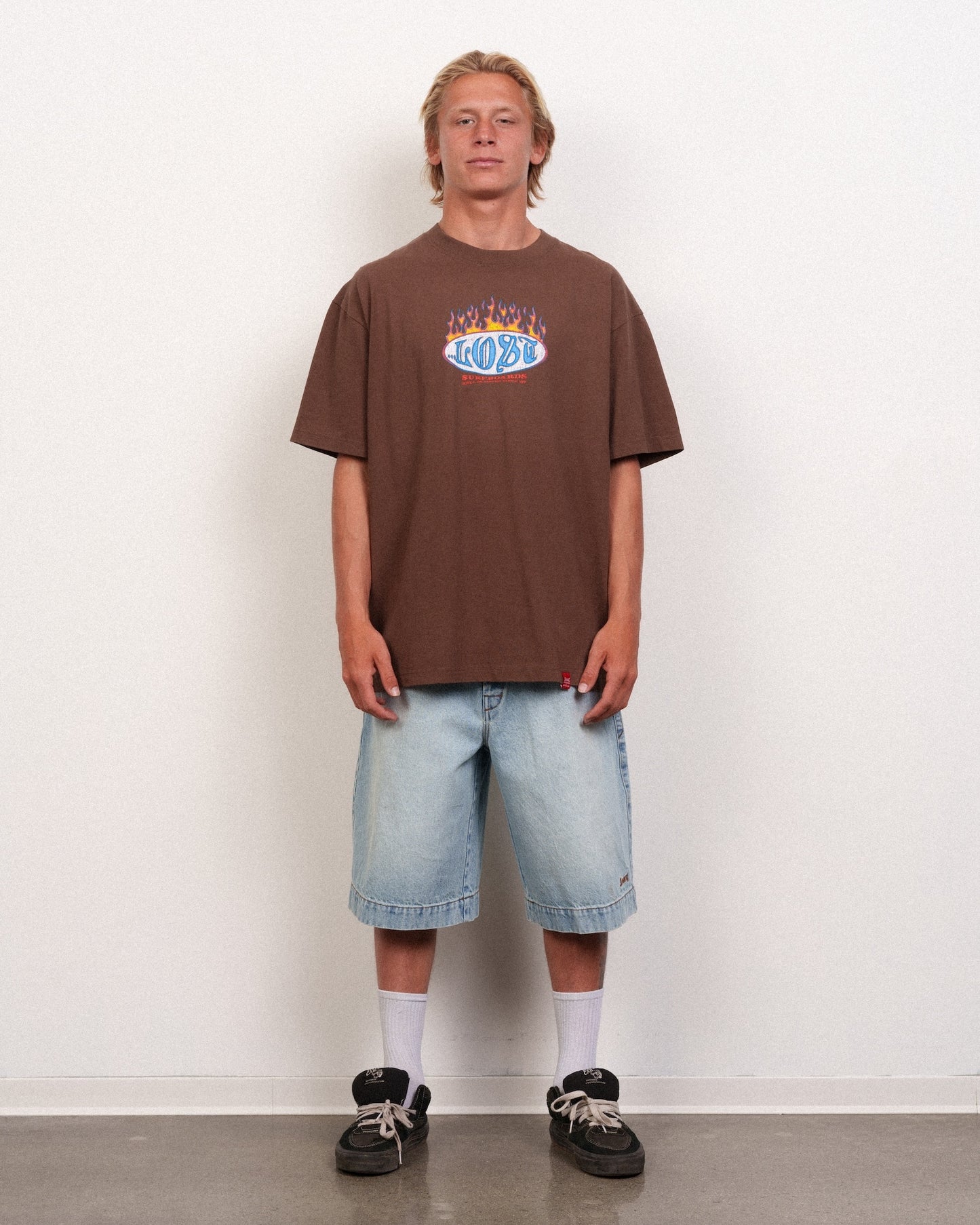 Flamer Logo Boxy Tee Chocolate Snow