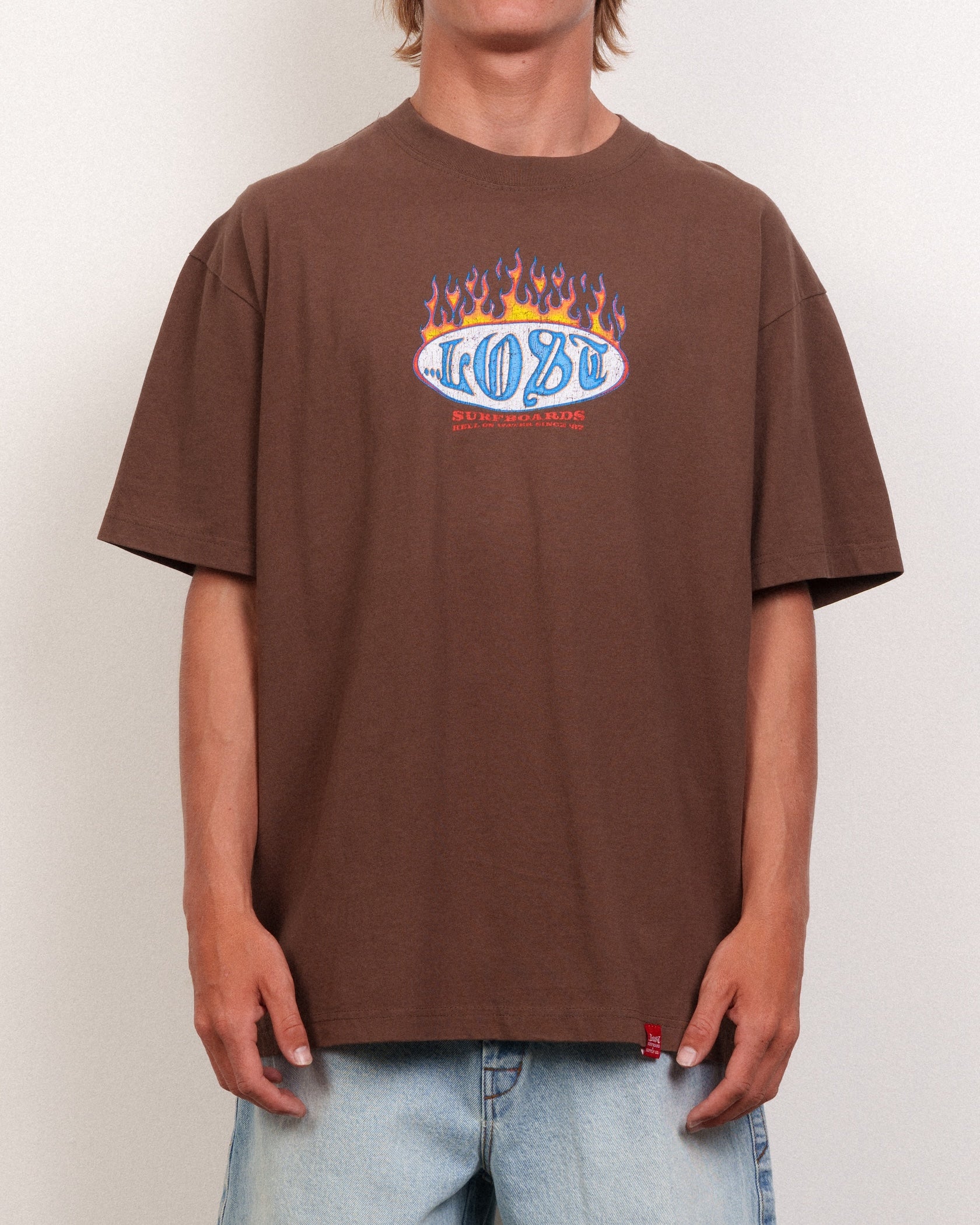 FLAMER LOGO BOXY TEE CHOCOLATE SNOW – Lost Enterprises