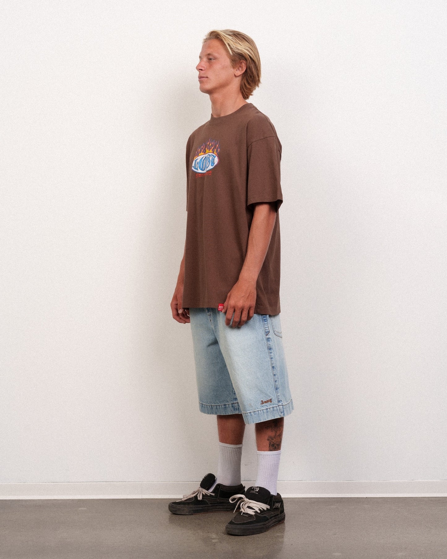 Flamer Logo Boxy Tee Chocolate Snow