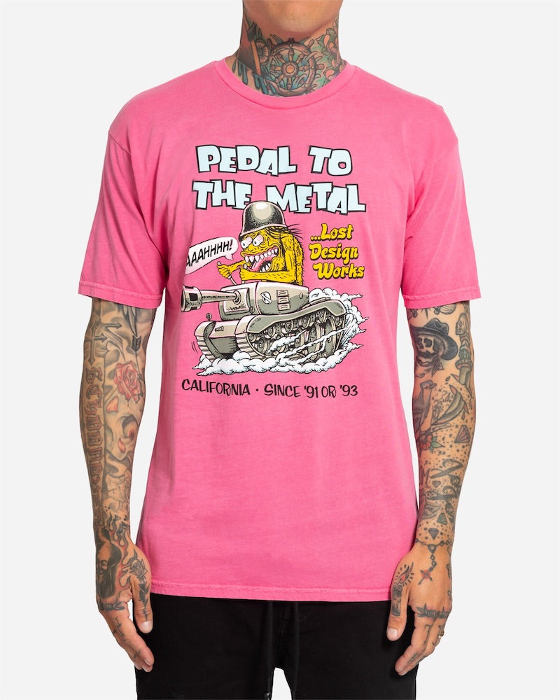 Pedal To The Metal Vintage Dye Tee Psycho Pink XL