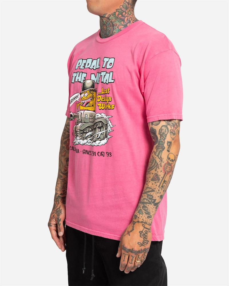 Pedal To The Metal Vintage Dye Tee Psycho Pink XL