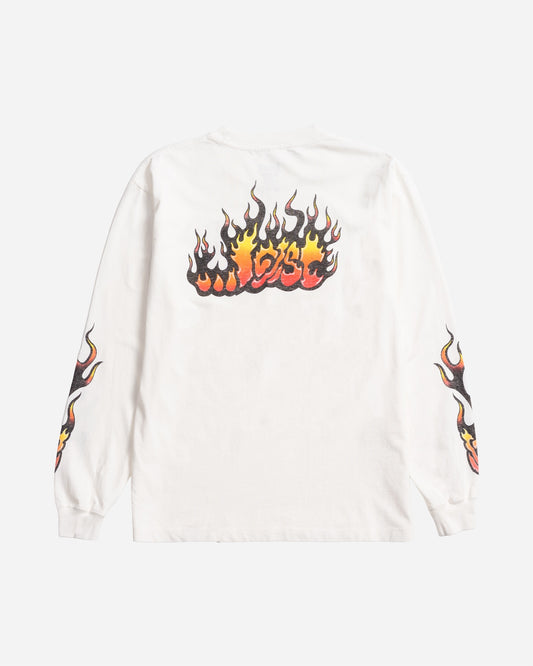 Flame Lam Long Sleeve Tee White