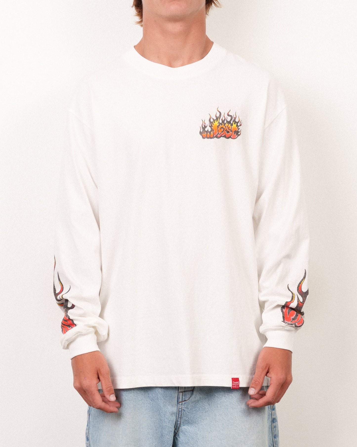 Flame Lam Long Sleeve Tee White