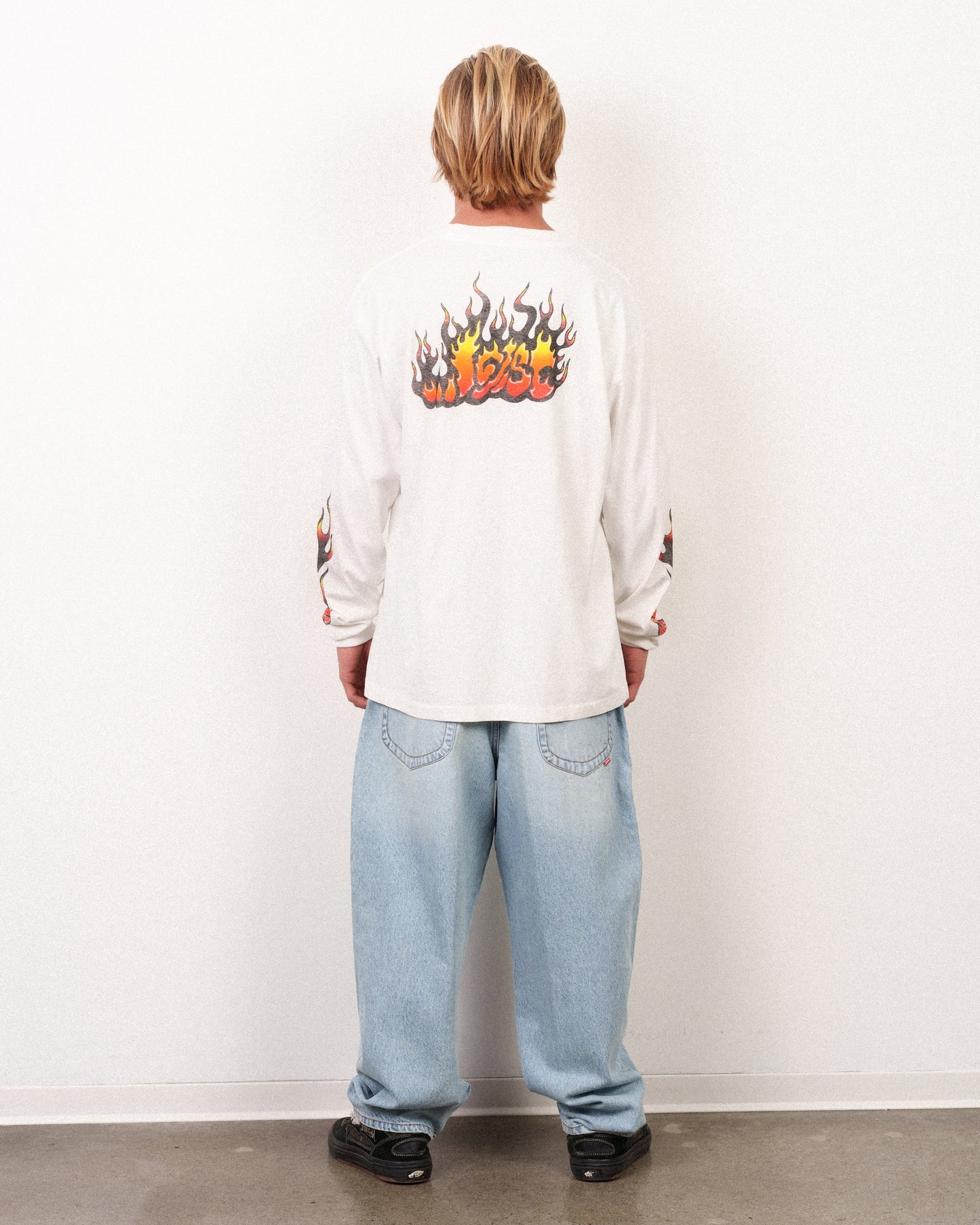 Flame Lam Long Sleeve Tee White