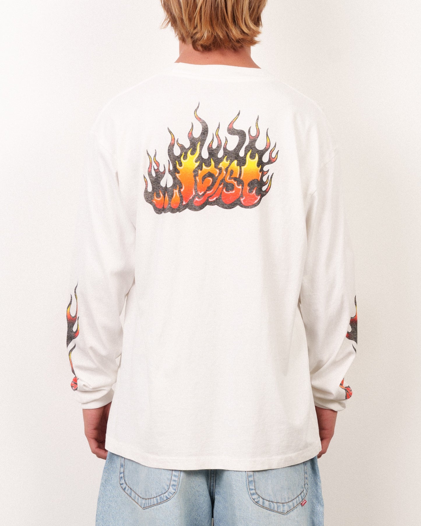 Flame Lam Long Sleeve Tee White