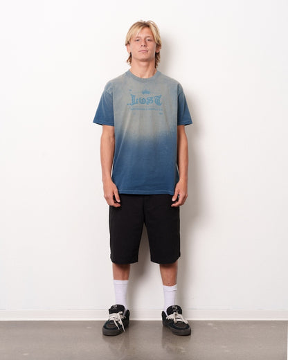 Crown Logo Wash Tee Harbor Blue Spray