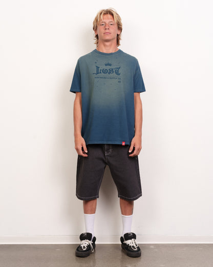 Crown Logo Wash Tee Harbor Blue Spray