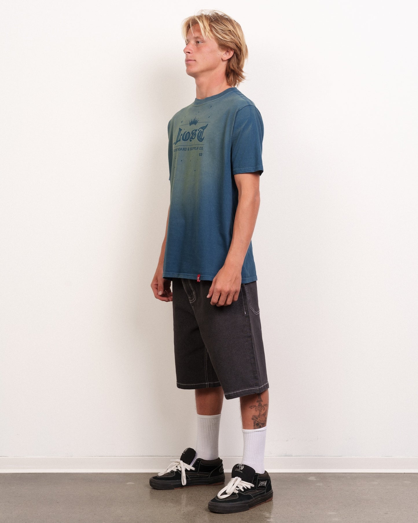 Crown Logo Wash Tee Harbor Blue Spray