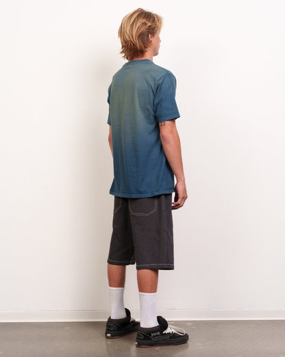 Crown Logo Wash Tee Harbor Blue Spray