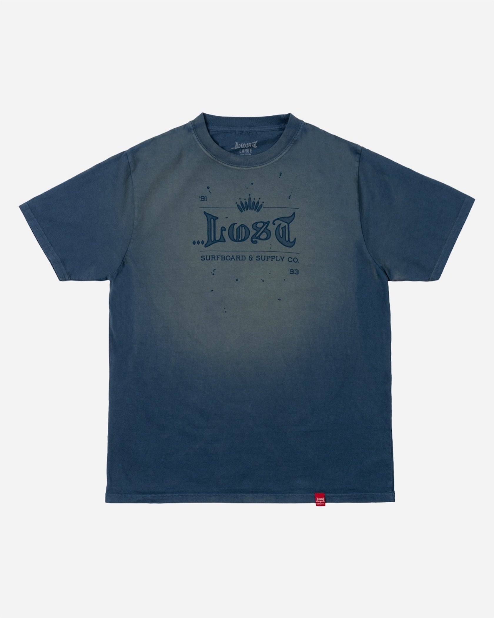 Crown Logo Wash Tee Harbor Blue Spray – Lost Enterprises