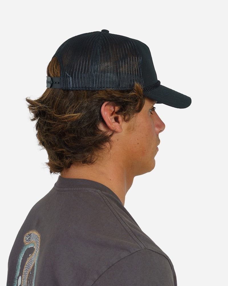 Emblem Trucker Hat Black