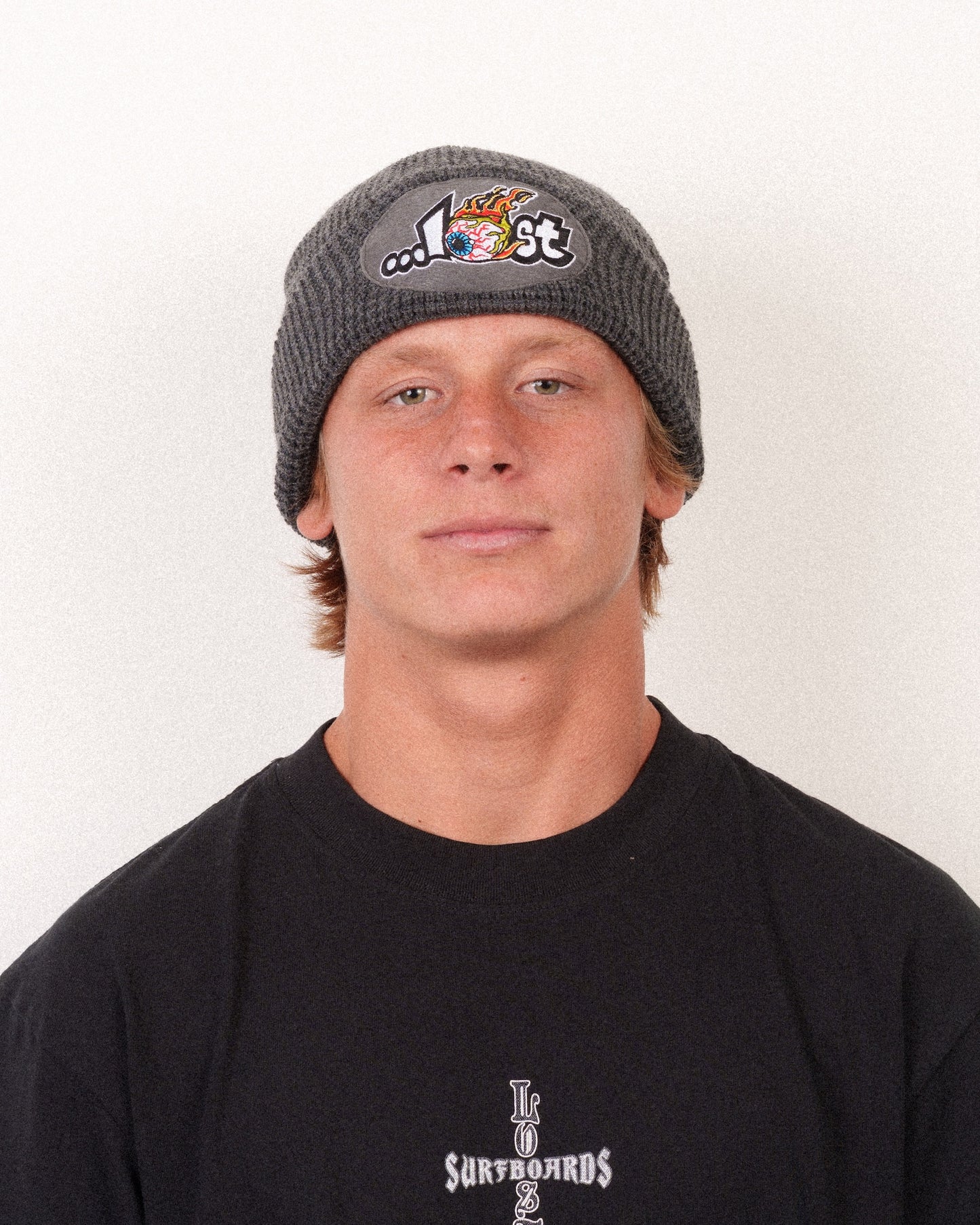 Flamin Eyeball Beanie Charcoal